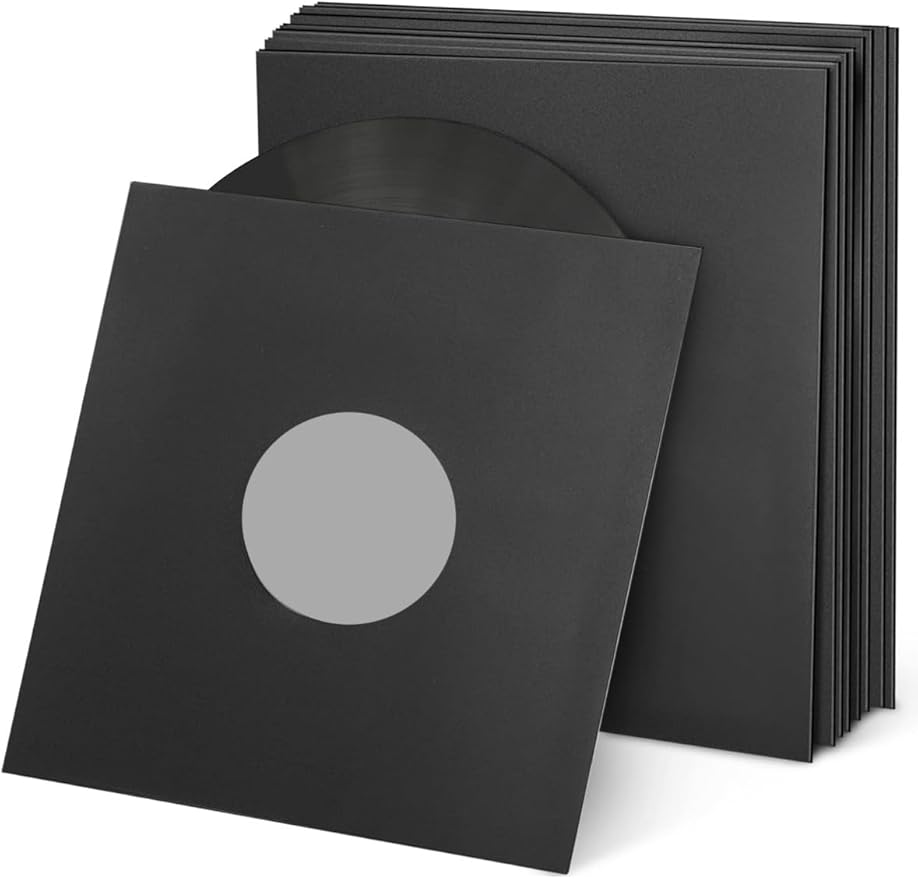 20 PCS 12in Black Paper & Poly Lined Record Inner Sleeves for LP Vinyl Records, 110gsm Paper 33 RPM Record Sleeves, Anti Static Record Storage Album Covers LP Vinyl Jacket Covers