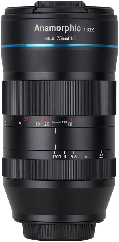 SIRUI 75mm F1.8 1.33X APS-C Anamorphic Lens for MFT Mount, Blue Flare