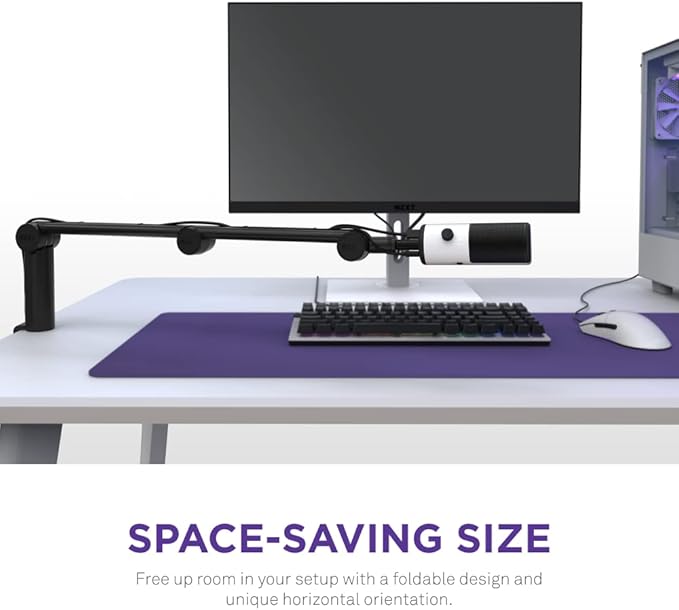 NZXT Boom Arm Mini - AP-BOOMS-B1 - Small Microphone Boom Arm for Streaming, Content Creation, Podcasting & Recording – Smooth & Silent – Covered Cable Channel – Universal Compatibility