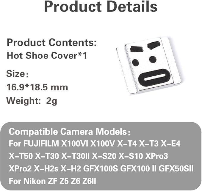 Camera hot Shoe Cover for Nikon z9 z8 z7 z50 z30 zf d3500 d810 d610 (Thick Eyebrows)