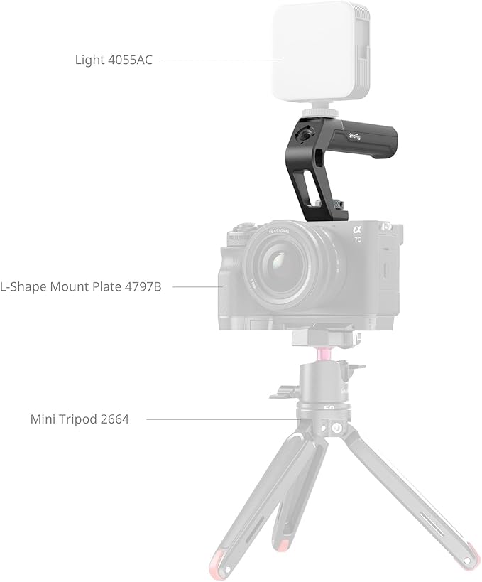 SMALLRIG Lightweight Cold Shoe Top Handle, Tiny Camera Top Grip Only 113g, Handgrip with Locating Hole for ARRI and Two Cold Shoe Mounts, for Camera and Camera Cage - 5976
