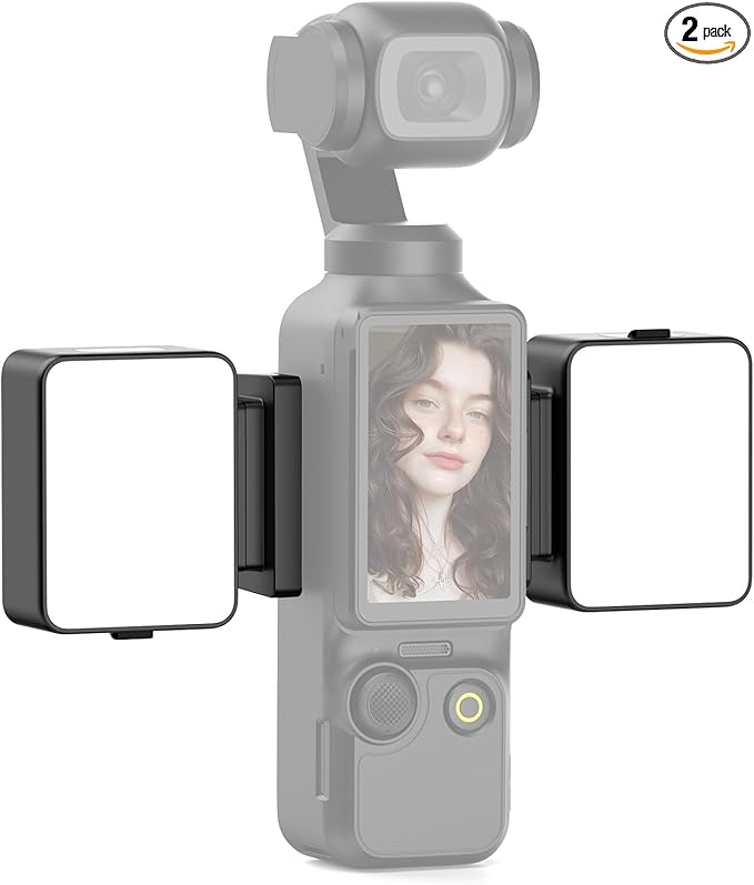 XIAOTJ 2pcs Magnetic Auxiliary Light for DJI Osmo Pocket 3/Xtra Muse, Bi-Color Portable USB C Rechargeable Mini LED Video Light, 300mAh, CRI ≥95, Brightness Adjustable for Selfie Vlog Recording