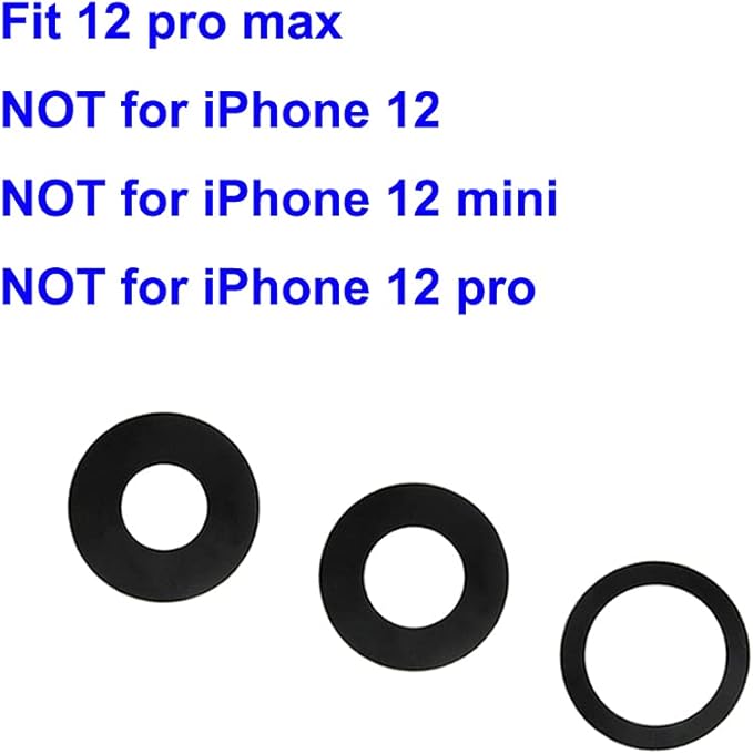 3pcs OEM Original Back Rear Camera Glass Lens Replacement for iPhone 12 Pro Max 6.7 Inch Adhesive Preinstalled with Installation Manual and Repair Tools Kit (for 12 Pro Max)