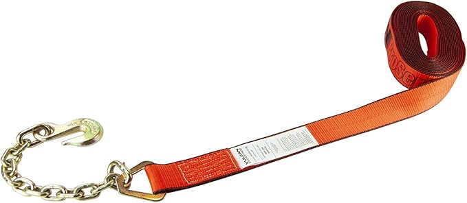 VULCAN Ratchet Strap with Chain Anchors - 2 Inch x 27 Foot - 2 Pack - PROSeries - 3,600 Pound Safe Working Load