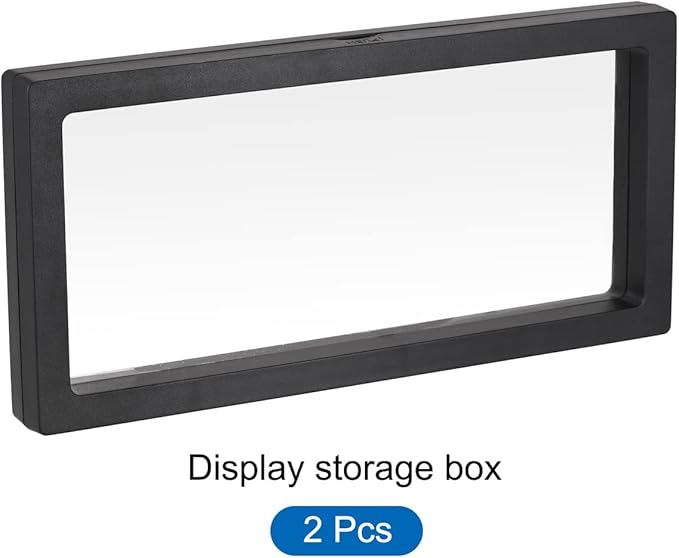 MECCANIXITY Floating Frame Display Holder Stand 3D Jewelry Display Box 9.06 x 4.33 x 0.79 inch Black for Ring Necklace Bracelet Earring Pack of 2