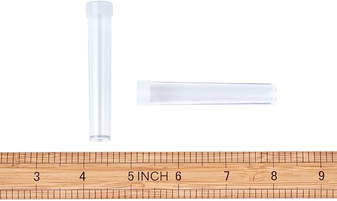 Craftdady Clear Plastic Tube Bead Chunky Bamboo Tube Beads 100Pcs Transparent Storage Test Tubes with Caps 78x13mm (3.07x0.5 inch)