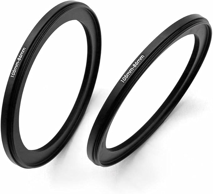 105-86mm Metal Step-Down Adapter Ring, 105mm Lens to 86mm Filter Size Accessories Lens Filter Adapter Ring, 2 Pieces LingoFoto