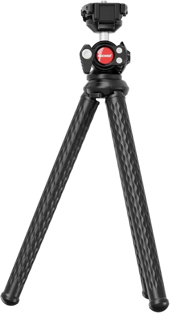 NEEWER Camera Tripod with Remote, Mini Flexible Vlog Phone Tripod Stand with Action Camera Mount Adapter, Hidden Phone Holder & Cold Shoe Compatible with iPhone Hero13 12 11 10 9, Max Load 4.4lb, TP34