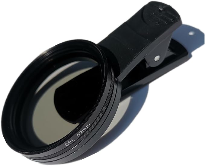 52mm CPL Phone Camera Lens, Clip-On Cellphone Lens CPL Filter Polarizer, Universal Cell Phone Camera Lens Compatible with Most Mobilephone Models(Black)