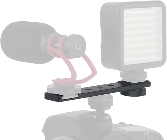 Rigdance Aluminum Camera Cold Shoe Mount, Hot Shoe Extension Camera Flash Bracket for Light, Mic, with 1/4'' Tripod Screw-4.9" Long