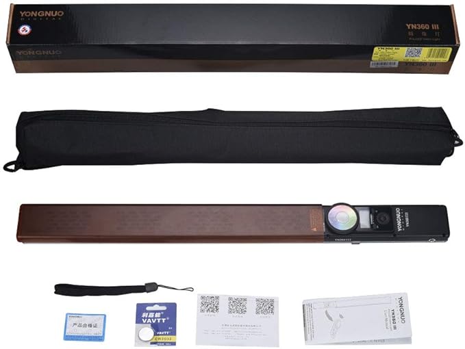 YONGNUO YN360 III YN360III Upgraded LED Video Light, 3200K-5600K Bi-Color Handheld Photography Ice Light, RGB Full Color Touch Pad Adjustable, App Support, 2.4G Remote Control, CRI95+