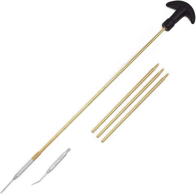 177 & .22 Cal Airgun Cleaning Kit with Cotton Mop, Bronze Bore Brush, Brass Jag, Slotted Tips, Nylon Brushes, Brass Cleaning Rod