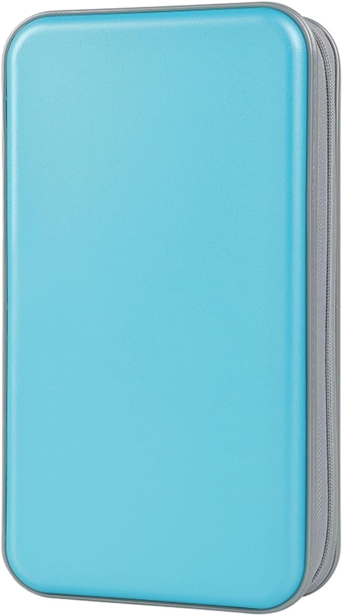 alavisxf xx CD Case, 96 Capacity Hard Plastic CD Holder Protective DVD Disc Storage Case Holder Portable Zipper CD DVD Organizer Storage Wallet for Car Home Travel (96 Capacity, Sky Blue)