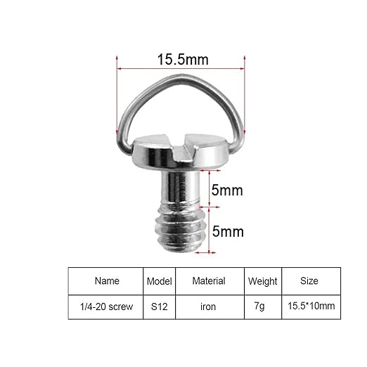 1/4 3/8 Camera Screw for Quick Release Plate 1/4 3/8 Inch D-Ring Screw Tripod Ballhead Mount Adapter Photography Accessories(S12 1PC)