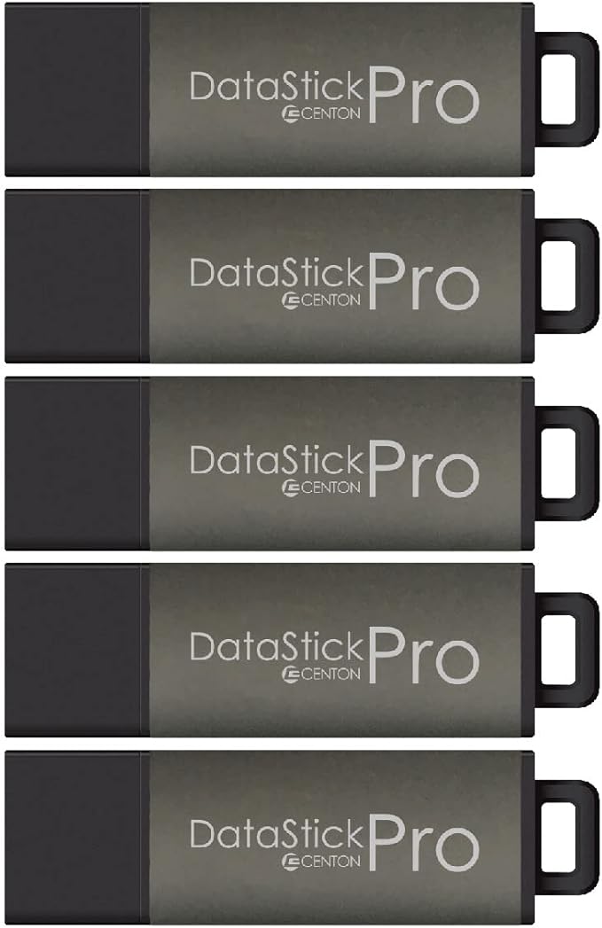 Centon DataStick Pro USB 3.0 Flash Drive 16GB x 5, Charcoal Metallic (S1B-U3P31-16G-5)