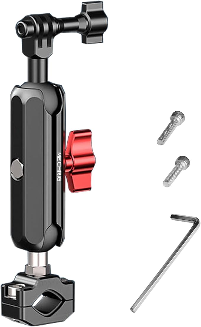 Camera Clamp Mount, Super Camera Mount Double Ball Head Magic Arm Adapter with U-Shaped for Motorcycle Handlebar Mounts & Aluminum Alloy Super Clamp for DSLR, 360° Rotating, 78002