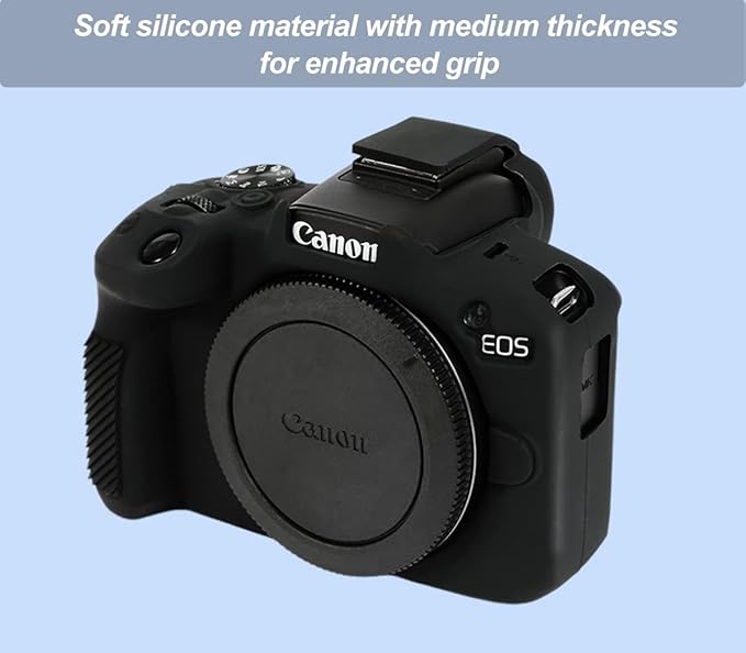 Pocoukate Case for Canon EOS R50 Camera, Soft Silicone Protective Cover Skin with Screen Protector Accessories for Canon EOS R50 Mirrorless Camera Silicone Case - Black