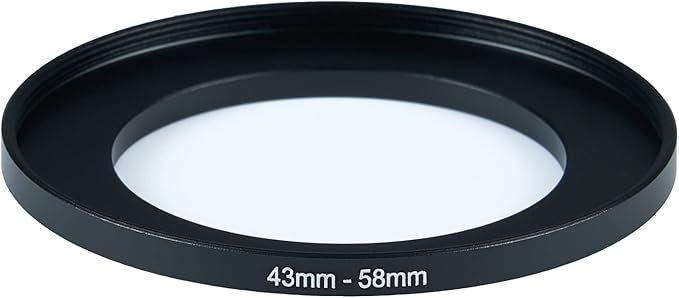 43mm Lens to 58mm Camera Lens Adapter 43mm to 58mm Step Up Ring Adapter Ring for All Brands of UV ND CPL, with Premium Lens Wiping Cloth 2 Pack(43mm-58mm)