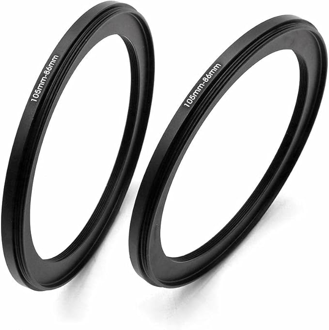 105-86mm Metal Step-Down Adapter Ring, 105mm Lens to 86mm Filter Size Accessories Lens Filter Adapter Ring, 2 Pieces LingoFoto