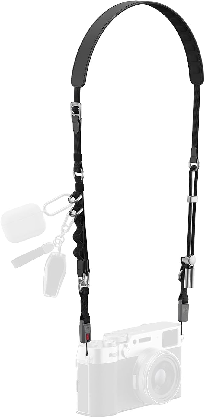ULANZI YF01 Camera Strap with USB C Cable, 3-in-1 Modular Quick Release Neck Shoulder Wrist Strap 71.9inch Length Adjustment, Multi-Use Convertible Crossbody Sling for DSLR Mirrorless Cam Phone(Black)