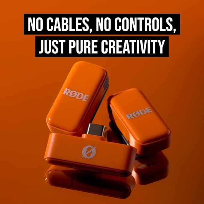 RØDE Wireless Micro - Compact Wireless Microphone, Two Mics with Charge Case for Smartphone Content Creation - USB-C, Orange