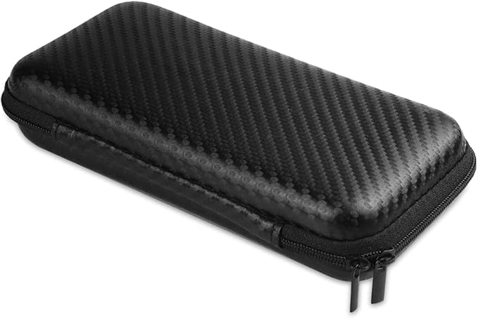 iMangoo Travel Essentials Electronics Organizer Charger Case Portable Dual Zipper Shockproof Pouch Tech Purse Cord Cable Pouches Power Bank Storage Accessories Bag for Women Men,6.5x3.2x1 Fiber Black