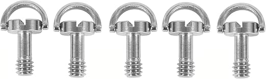 5 Pack 1/4" D-Ring SS Screw w Slot Head Long 14mm Shaft Tripod QR for QR Plate Stainless Steel