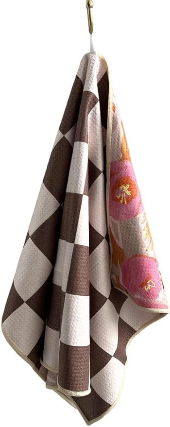 crae. Reversible Microfiber Towel - Ultra Absorbent, Quick-Drying Hand Towels - Modern Design, Scratch-Free, Lint-Free for Kitchen, Bathroom, Car Cleaning - 19x29 Inches, Set of 1 (Reeds)