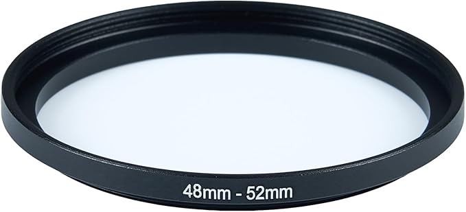48mm Lens to 52mm Camera Lens Adapter 48mm to 52mm Step Up Ring Adapter Ring for All Brands of UV ND CPL, with Premium Lens Wiping Cloth 2 Pack (48mm-52mm)