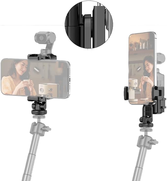 FEICHAO Cell Phone Holder Clip with Cold Shoe Mount Expansion Adapter Compatible with Osmo Pocket 3