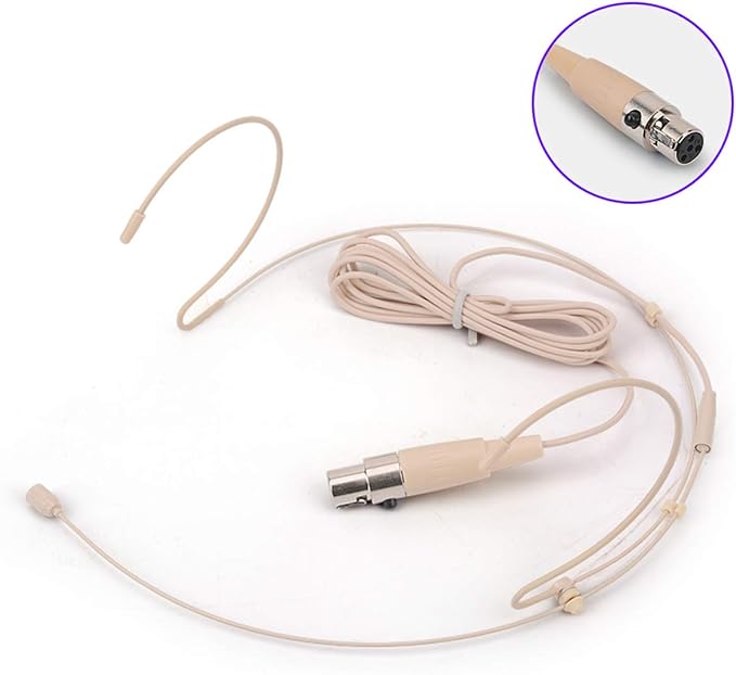 Headset Microphone Double Over Ear Earset Over Ear Headworn Mic Compatible with Shure Wireless System Bodypack Transmitter with 1.2m Cable Windscreen Mini XLR 4 Pin TA4F Plug