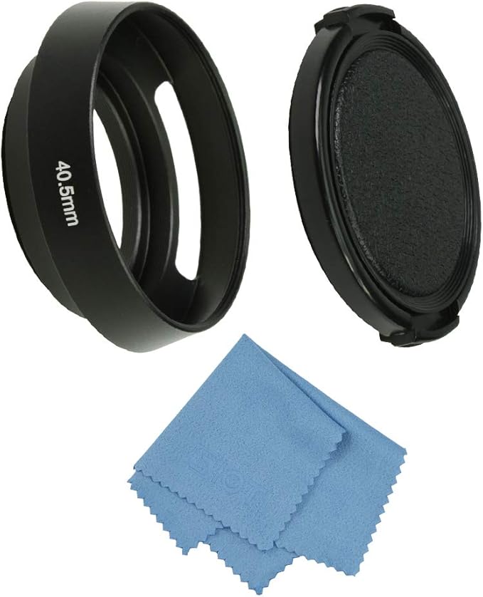 SIOTI 40.5mm Lens Hood, Oxidation Matte Anti Reflective Treatment, Aluminum Alloy, with 1 * 52mm Lens Cap, Compatible with Sony/Canon/Nikon/Fuji etc >40mm Camera Lens