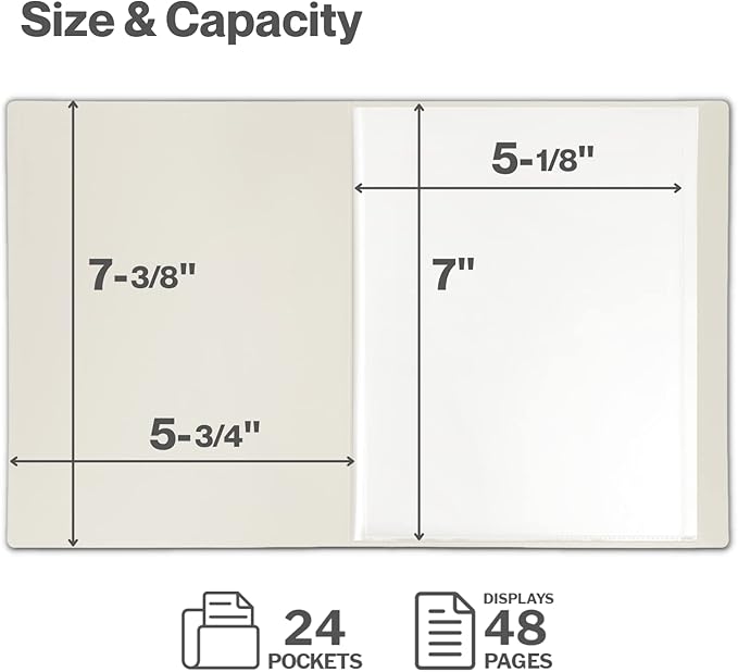 CRANBURY Small Photo Album 5x7 (Ivory), 2-Pack Plastic Photo Book, 24 Pockets Show 48 Pictures, Mini Picture Binder with Customizable Album Cover, 5 x 7 Clear Sleeves