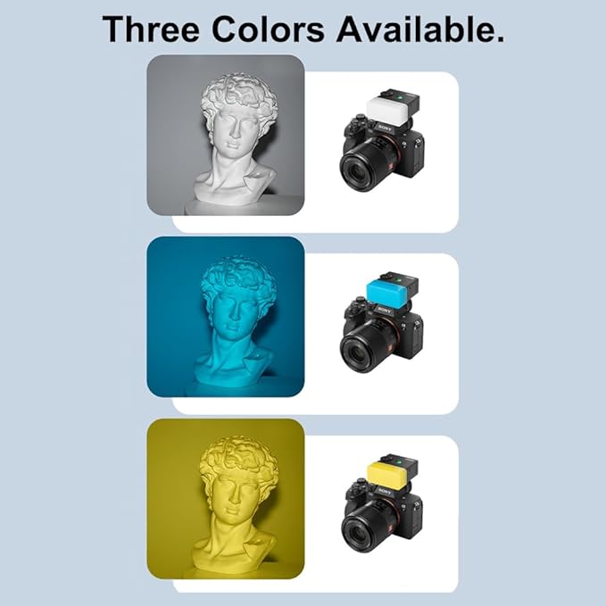 INVINEEX 3-Pack Flash Diffuser Kit for Godox IM30 Only - Soft Light Modifier with White/Yellow/Blue Diffuser (Compatible with Godox IM30 Flash Only)