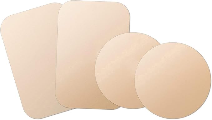 WixGear Mount Metal Plate with Adhesive for Magnetic Cradle-Less Mount -X4 Pack 2 Rectangle and 2 Round (Compatible with Magnetic mounts) (Gold)