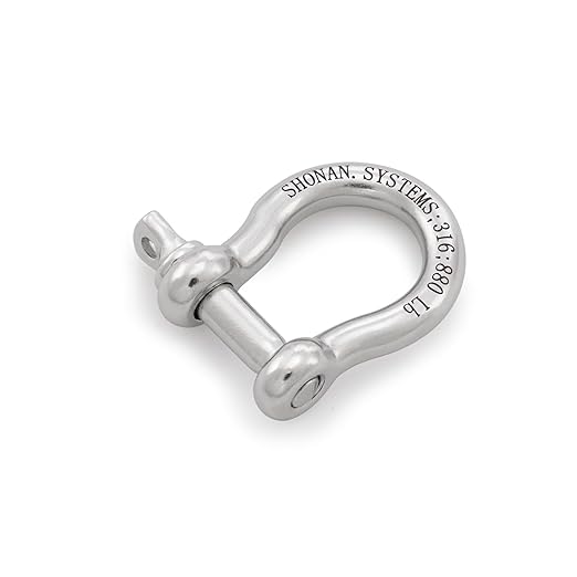 SHONAN 5/16" Bow Shackles, Heavy Duty D Ring Shackle Marine Grade, 4 Pcs Stainless Steel Boat Anchor Kit Screw Shackles for Chain or Strap, 880 Lbs Capacity
