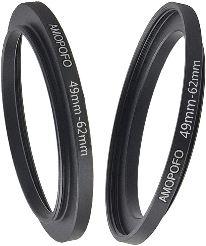 49mm to 62mm Metal Step Up Ring Adapter for Canon,for Nikon,for Sony,for Fuji,M4/3 Camera Lenses to UV,ND,CPL Camera Filters, Made from CNC Machined with Matte Black Electroplated Finish