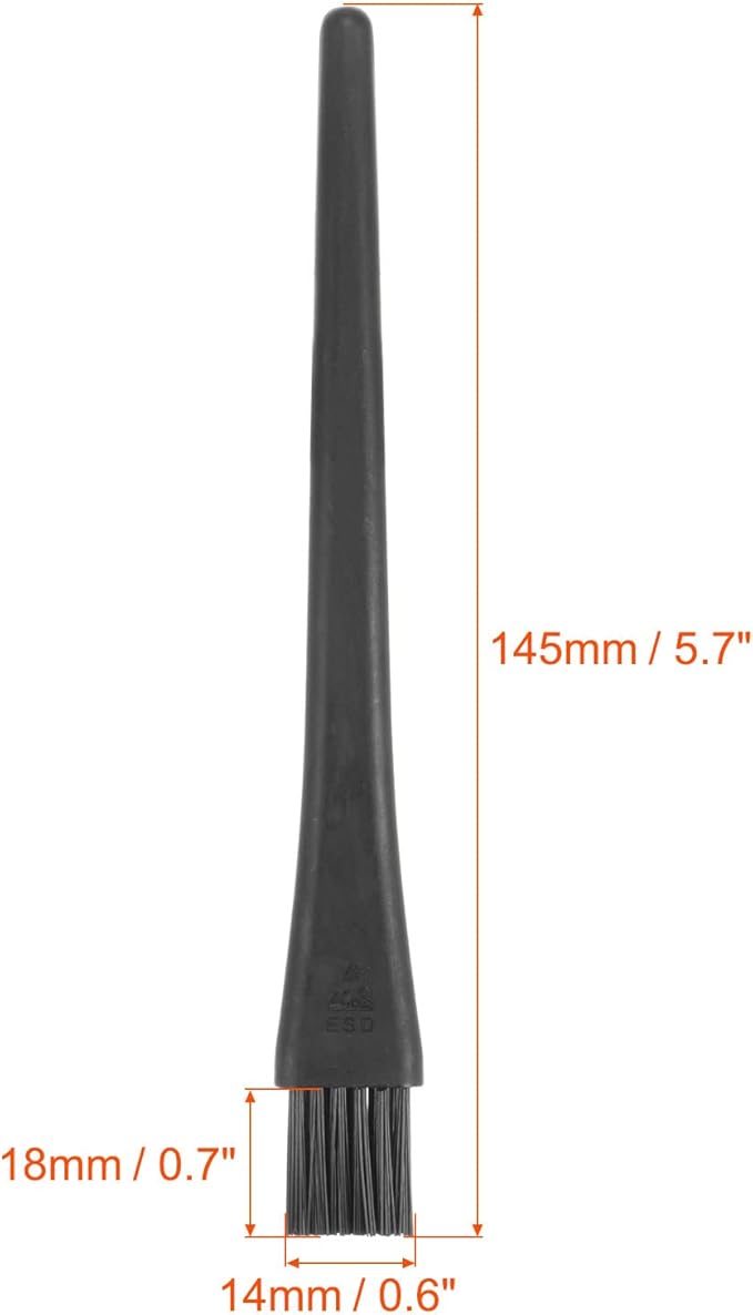 uxcell Antistatic ESD Brush Portable Plastic Handle Nylon Lab Cleaning Brushes for Electronics Keyboard PCB BGA Repair Soldering, 18x14mm Bristles