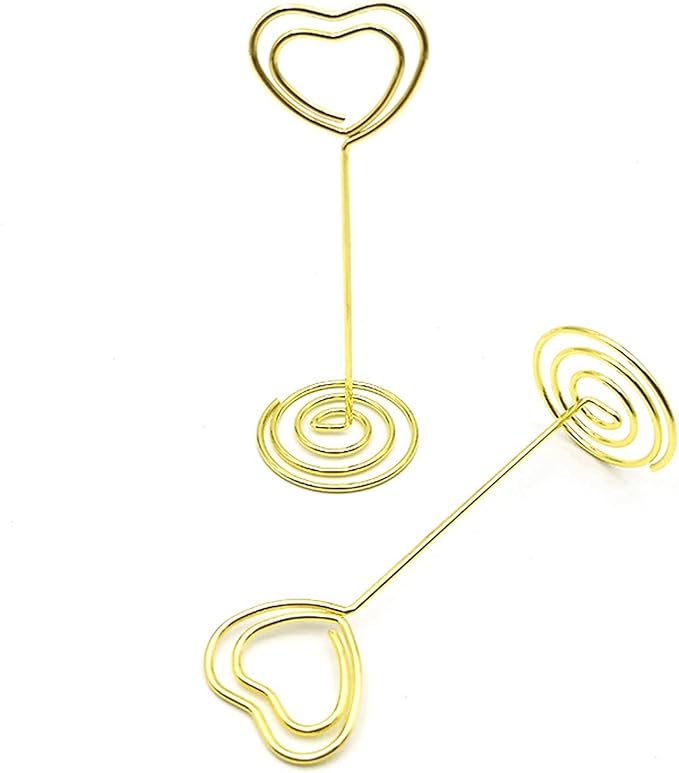 Table Number Holder – YQBOOM 20 Pack 3.35inch Wedding Table Name Card Holder Round Shape Craft Wire Clip Note Photo Memo Stand – Gold