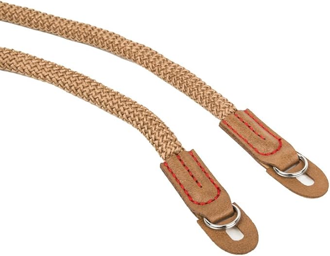 MINI GAGA Vintage Handmade Cotton Leather Rope Camera Neck Strap for Micro Single and DSLR Camera Short Coffee
