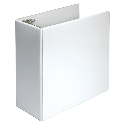 Samsill Durable 5 inch 3 Ring Binder, Made in USA, Locking D Ring FSC 100% Recycled Chipboard, White