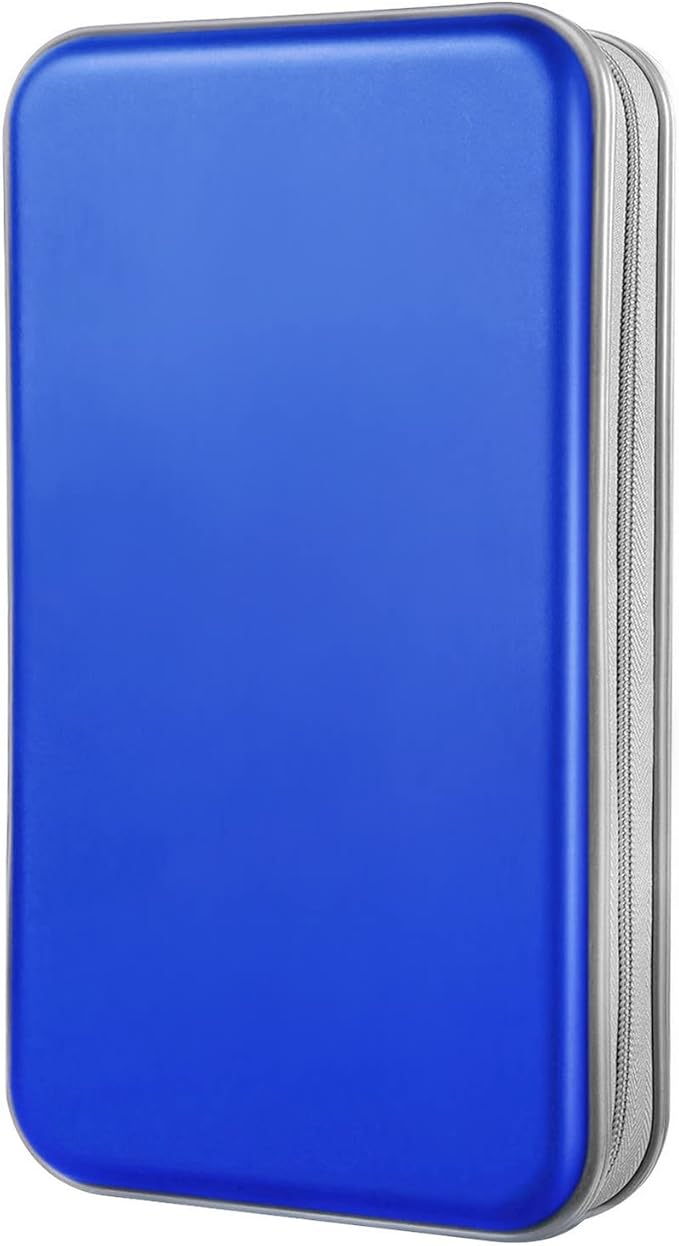 DVD Case, Bivisen CD Case Holder Wallet Binder 96 Capacity CD/DVD Cases Storage Holder Binder Organizer Wallet Book for Car Home Travel (Blue)