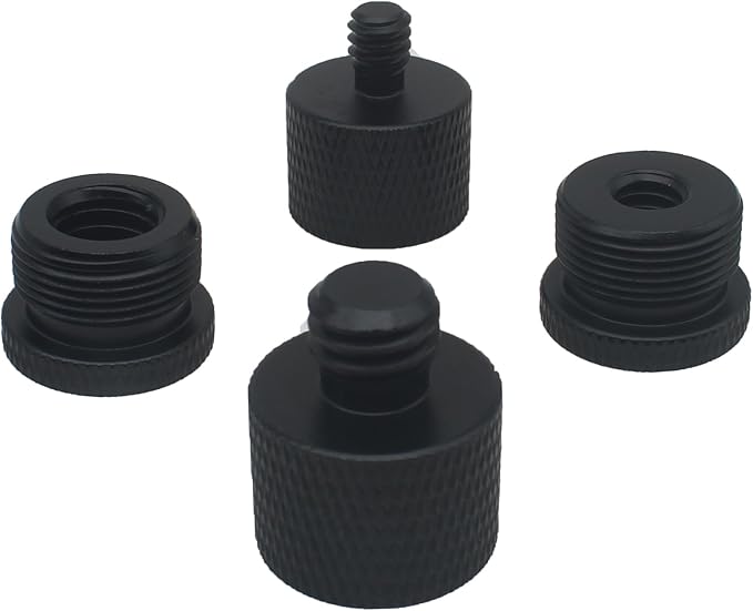 Microphone Stand Adapter Combo Pack 4 Pcs Different Thread Camera Screw Tripod Adapter for Microphone Stand and Camera Stand (1/4 & 3/8 to 5/8）