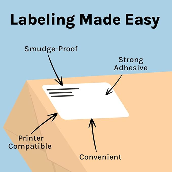 Premium Label Supply White Sticker Address Labels – 2" x 4" – Laser/Inkjet Compatible – (10 per Sheet), 500 Sheets – 5,000 Total Adhesive Labels