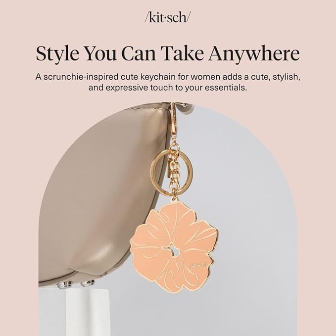 Kitsch Cute Keychain For Car Keys - Bag Charm for Handbags | Premium Zinc Alloy & Enamel Paint | Durable, Lightweight, Stylish Kawaii Keychain Charm, Teen Girl Gifts Trendy Stuff- Terracotta Scrunchie