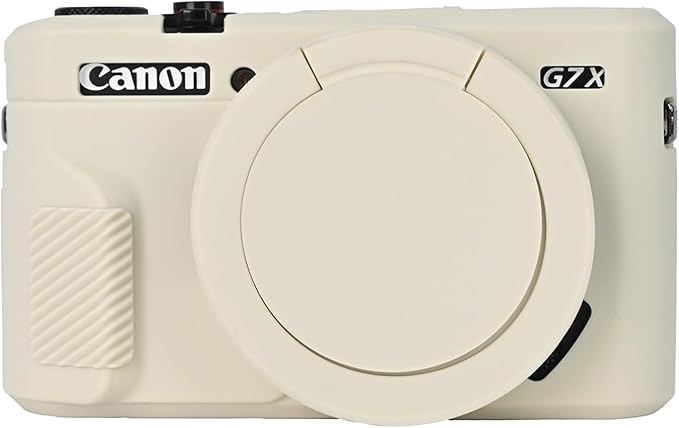 Easy Hood G7X Mark II Case, Protective Case for Canon Powershot G7X Mark II Digital Camera, Removable Lens Cover Silicone Sleeve Soft Camera Cover Rubber Protective Body Skin- Beige