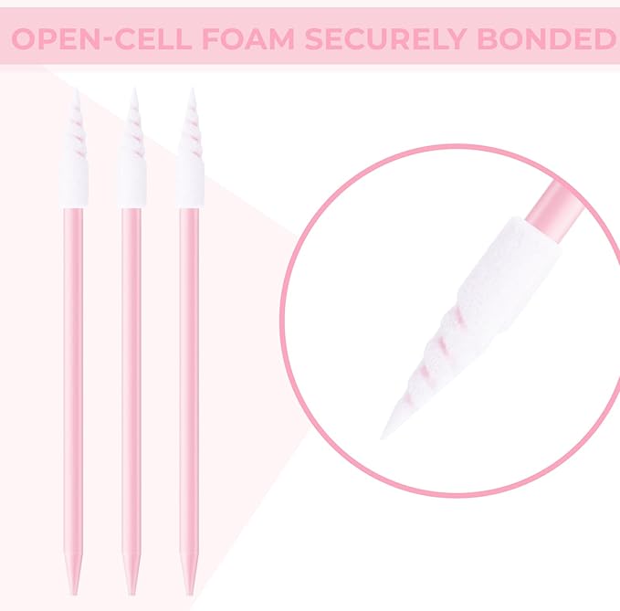 Chinco 200 Pieces Cleaning Swab Sticks Sponge Foam Tip Swabs for Inkjet Printer, Print Head, Camera, Optical Lens, Optical Equipment(Pink)