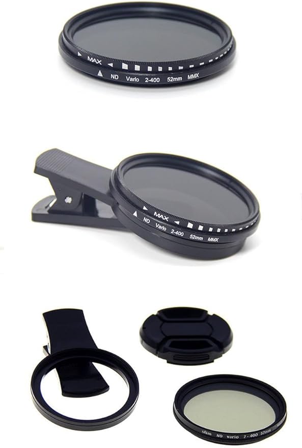 52mm Polarized Smart Phone Universal ND 2-400 CPL Filter Clip Kit for Samsung iPhone Camera Accessories Cell Phone Android Lens Attachments Polarizer for iPhone x Neutral Density Filters Mobile