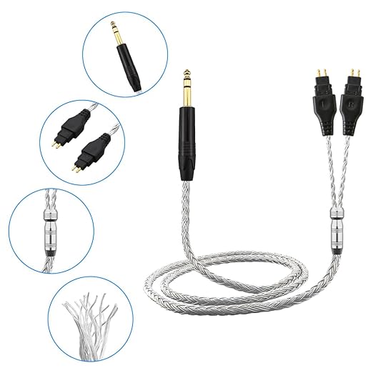Replacement Cable for SENNHEISER Headphones HD650 HD600 HD580 HD535 HD545 HD565 HD265 with 1/4" 6.3mm (1.2m, 1/4" 6.3mm)
