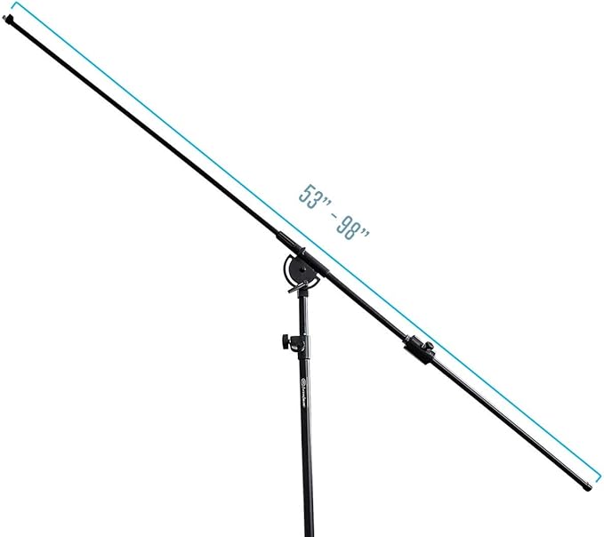 AxcessAbles Heavy Duty Microphone Boom Stand with Weighted Tripod Base | 80-inch Height Overhead Mic Stand | 96 Inch Boom Arm Stand | Shotgun Video Mic Stand | All Metal, No Plastic Parts